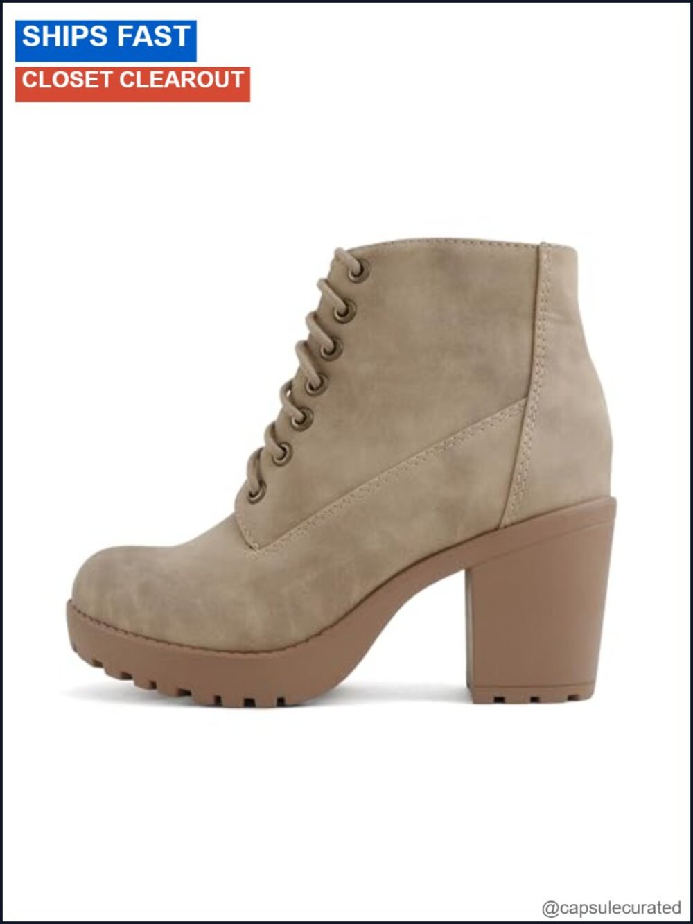 Soda Second Lug Sole Chunky Heel Combat Ankle Bootie with Side Zipper